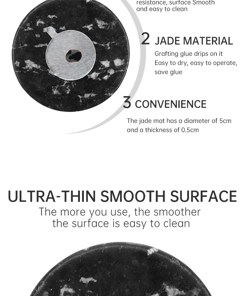 Black Eyelash Grafting Gasket Round Pallet Jade Stone Eyelash Extension Glue Pallet Holder Pad For Eyelash Extensions Tools