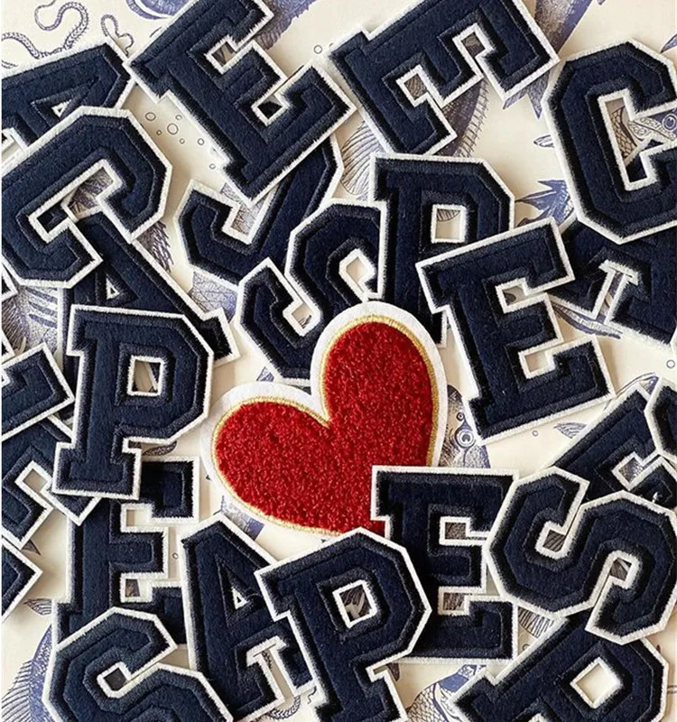 Navy Blue Letters Embroidery Patches Applique Diy Alphabet Iron on Patches For Clothing Sewing Name Patches on Clothes Bags