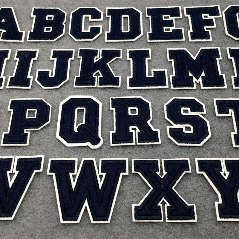 Navy Blue Letters Embroidery Patches Applique Diy Alphabet Iron on Patches For Clothing Sewing Name Patches on Clothes Bags