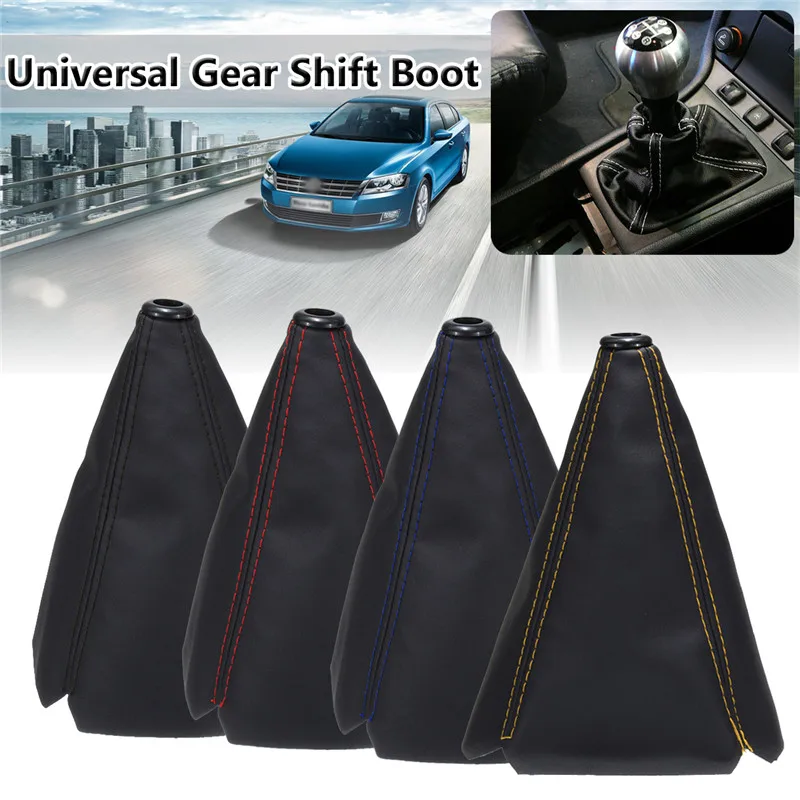 New 16mm Universal Car Gear Shift Collars PU Leather Carbon Fiber Auto Car Manual Stick Shifter Knob Gear Shift Boot Cover