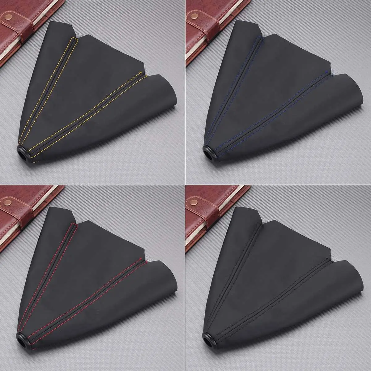 New 16mm Universal Car Gear Shift Collars PU Leather Carbon Fiber Auto Car Manual Stick Shifter Knob Gear Shift Boot Cover