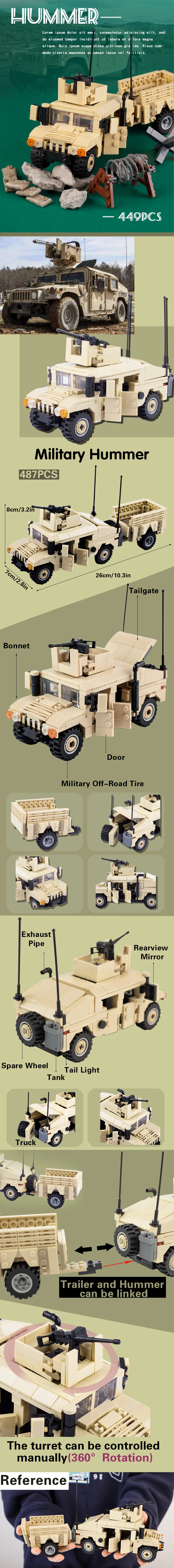 MOC Military Vehicles Building Bricks Hummers US Army Assault Car Blocks SpeciaI Police SWAT Team Soldier Tanks Model Gift Toys