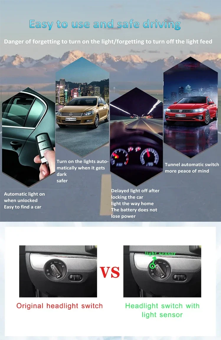 Auto Headlight Lamp Control Switch Light Sensor Module for VW Golf 7 6 MK6 Mk7 Jetta MK5 Tiguan MK2 Passat Tuning Polo Santana