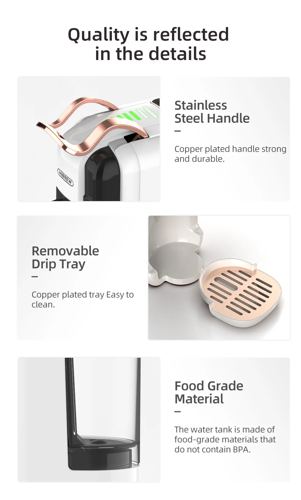 HiBREW 5 in 1 Multiple Capsule Coffee Machine Hot/Cold DG Cappuccino Nes Small Capsule ESE Pod Ground Coffee Cafeteria 20Bar H2B