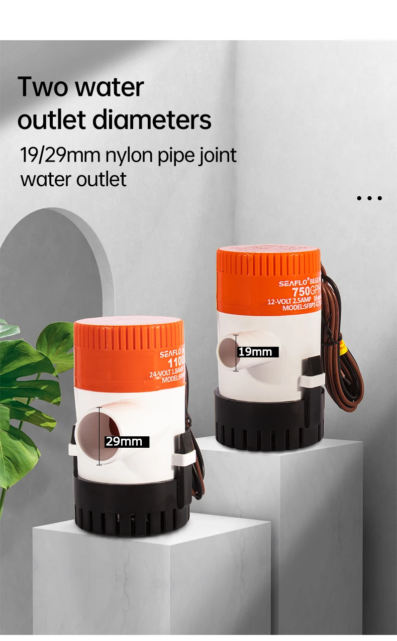 SEAFLO Bilge Pump 12V24V DC Submersible Pump Marine Oil Drum Cruise Ship Water Pump Small Miniature Battery Water Pump