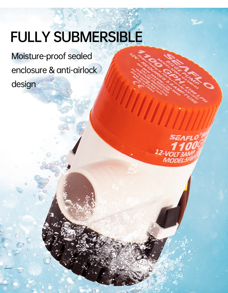 SEAFLO Bilge Pump 12V24V DC Submersible Pump Marine Oil Drum Cruise Ship Water Pump Small Miniature Battery Water Pump