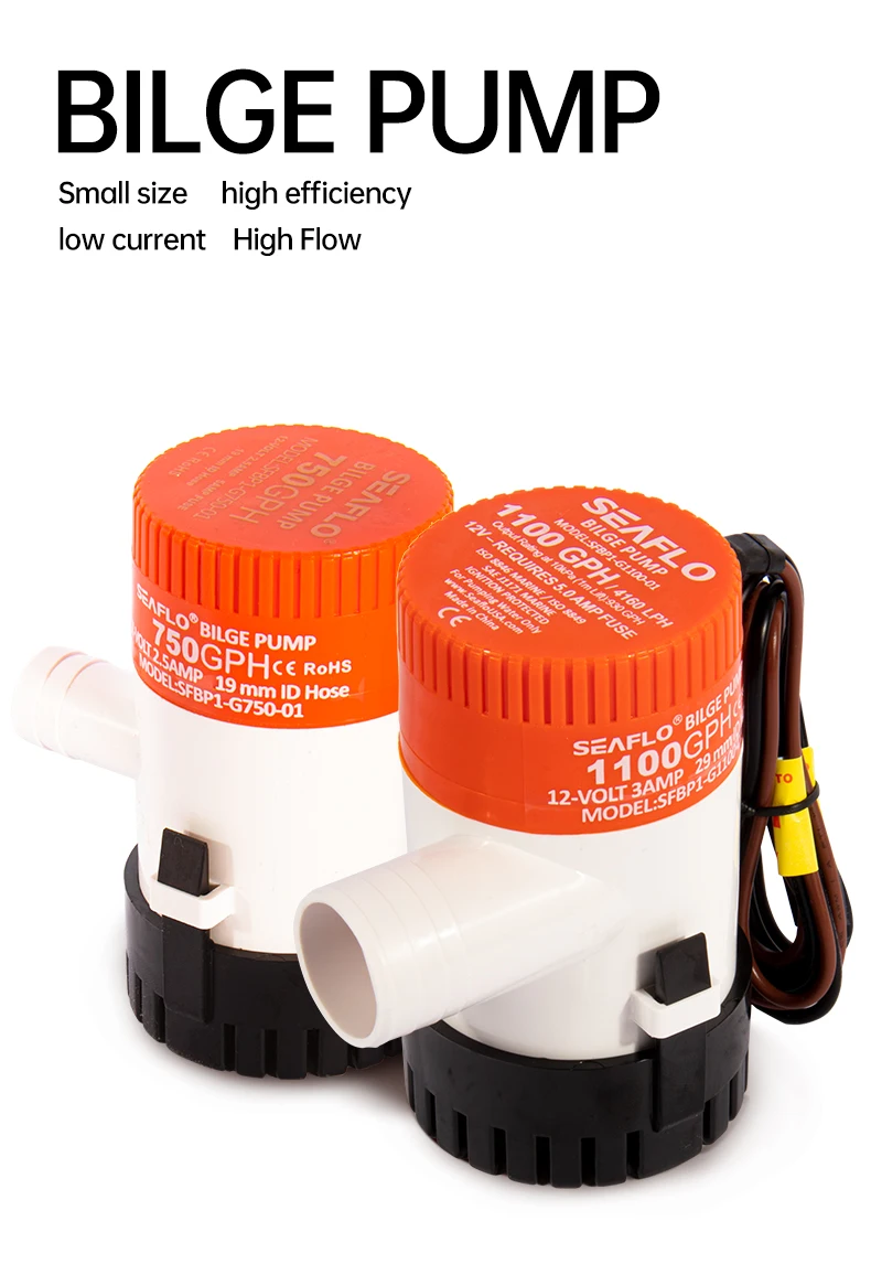 SEAFLO Bilge Pump 12V24V DC Submersible Pump Marine Oil Drum Cruise Ship Water Pump Small Miniature Battery Water Pump