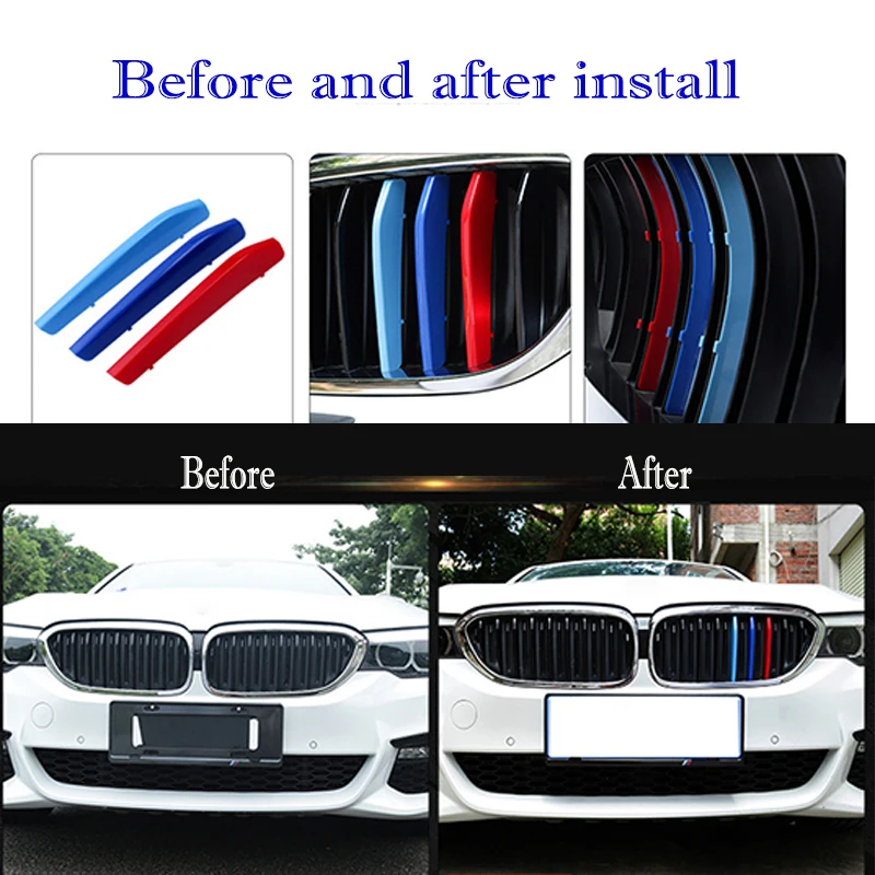 3Pcs Car Grill Stickers Strip Cover Trim For BMW F40 F20 F21 E87 E82 E81 E88 AUTO Racing Grille Accessories