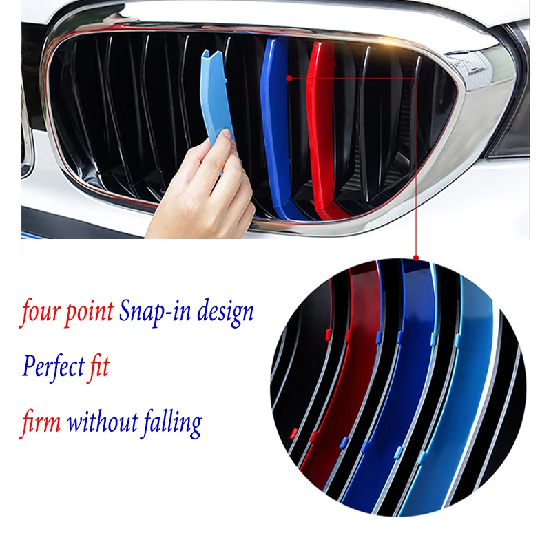 3Pcs Car Grill Stickers Strip Cover Trim For BMW F40 F20 F21 E87 E82 E81 E88 AUTO Racing Grille Accessories