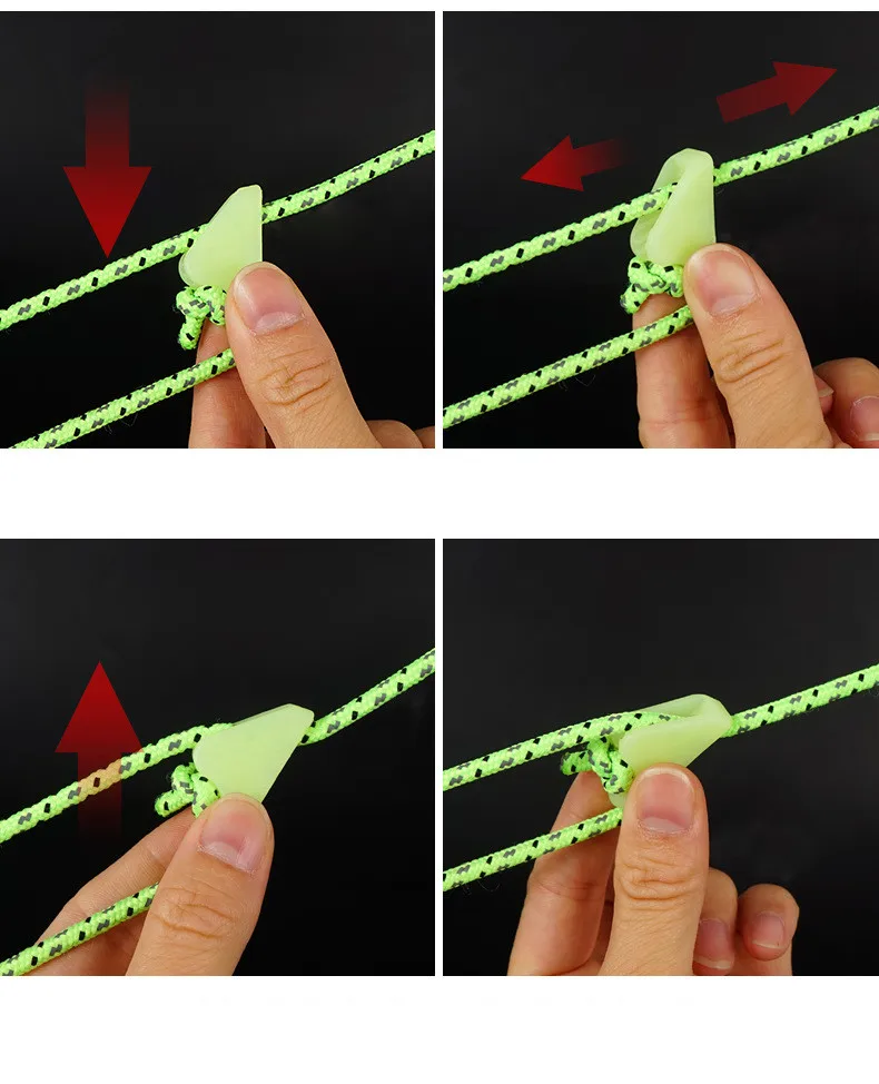 Outdoor camping luminous rope buckle tent pull rope luminous anti-slip adjustment buckle plastic rope buckle tent accessories