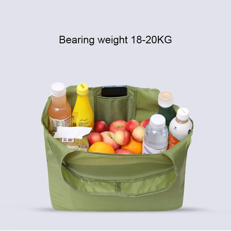 BIG Eco-Friendly Folding Shopping Bag Reusable Portable Shoulder Handbag for Travel Grocery Simple Solid Color Grocery Bag