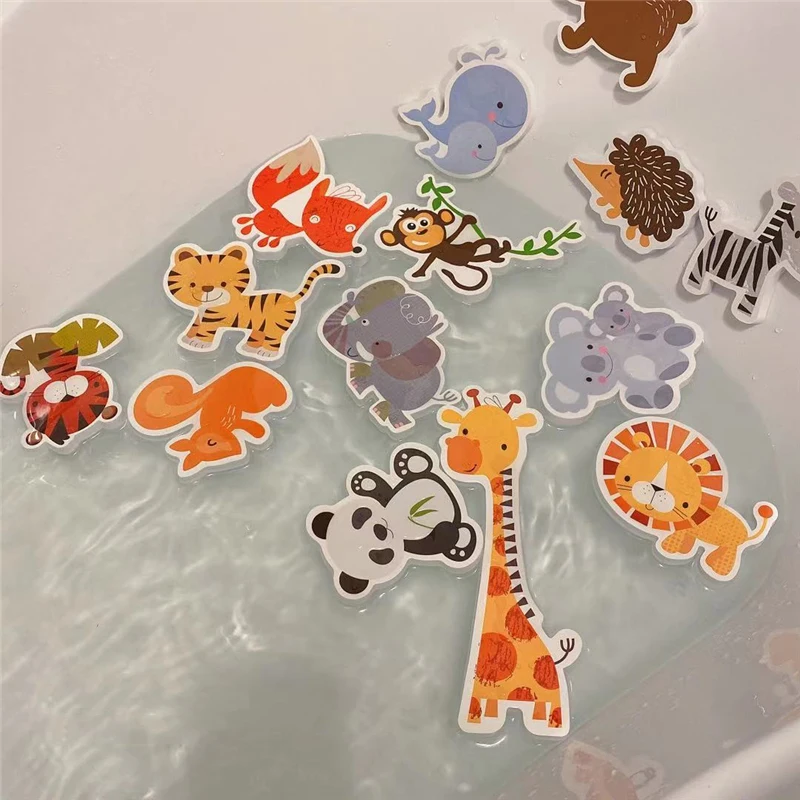 Kids Bathroom Toys Bathtub Soft EVA Paste Early Education DIY Sticker Puzzles Non Toxic Kids Fun Foam Sea Animal Bath Set Toys
