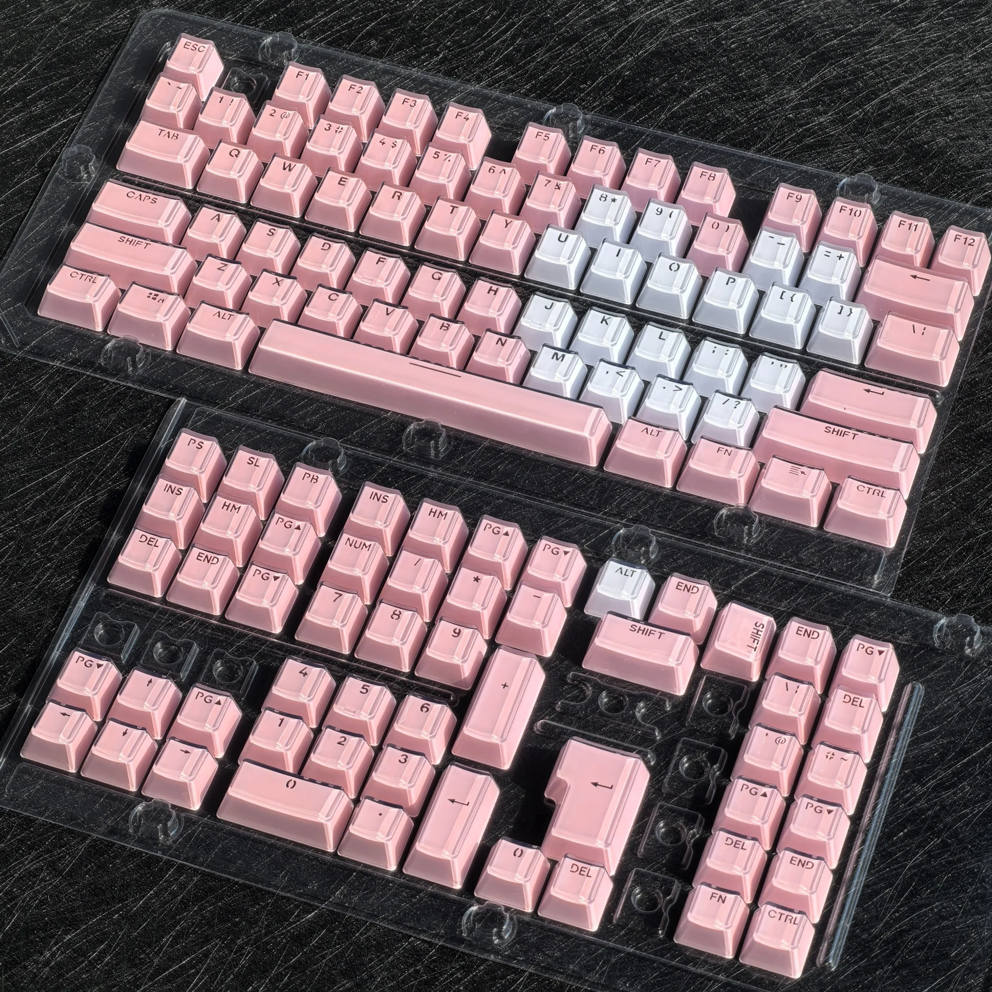 MAIMOOO Translucent Keycaps Jelly Jello Pink 123 Keys Layout White DIY Backlit Crystal Keycaps For Mechanical Keyboard