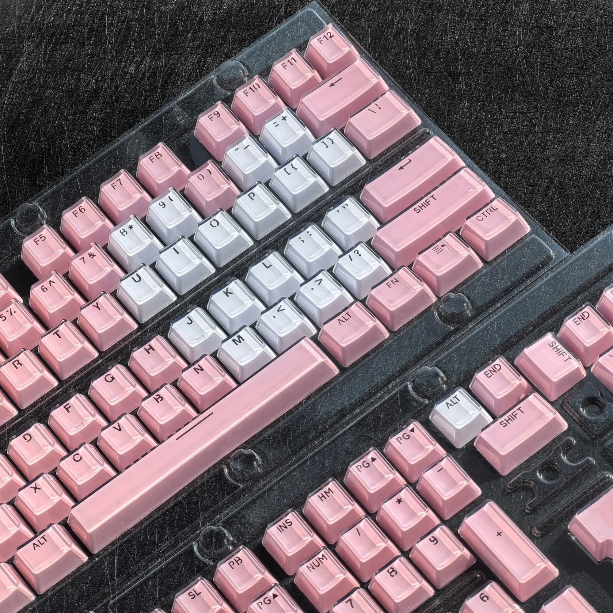 MAIMOOO Translucent Keycaps Jelly Jello Pink 123 Keys Layout White DIY Backlit Crystal Keycaps For Mechanical Keyboard
