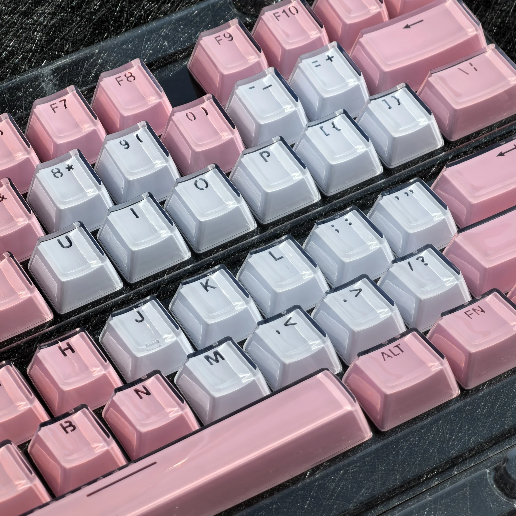 MAIMOOO Translucent Keycaps Jelly Jello Pink 123 Keys Layout White DIY Backlit Crystal Keycaps For Mechanical Keyboard