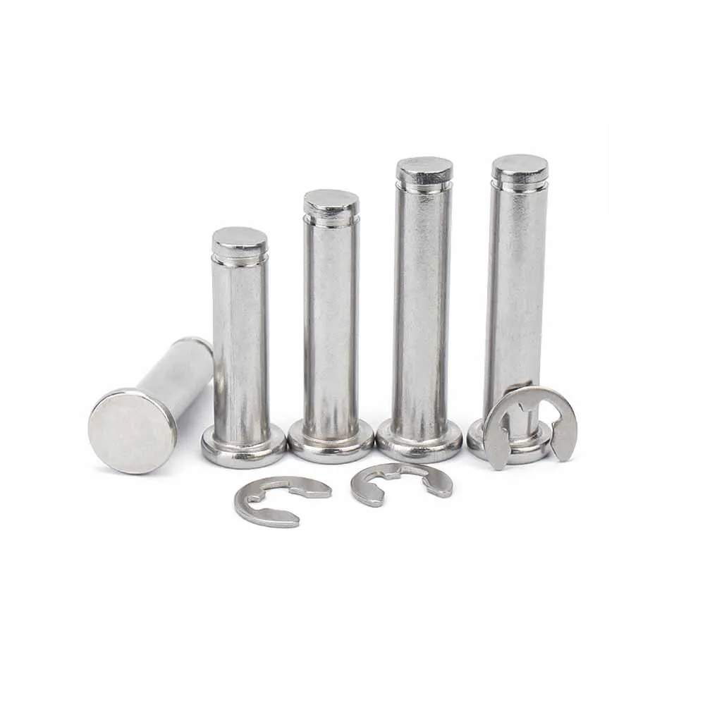 1/5pc M3 M4 M5 M6 M8 M10 M12 A2 Stainless Steel Flat Head Bearing Cylindrical Positioning Axis Roll Dowel Pin With Shaft Circlip