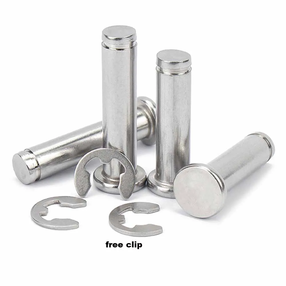1/5pc M3 M4 M5 M6 M8 M10 M12 A2 Stainless Steel Flat Head Bearing Cylindrical Positioning Axis Roll Dowel Pin With Shaft Circlip