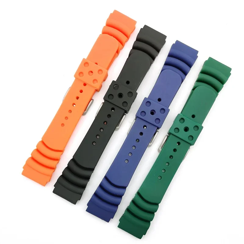 Diving Resin Watch Band for Seiko Silicone Waterproof Soft Rubber Wristband 18/20/22mm Men Sport Bracelet Accessory