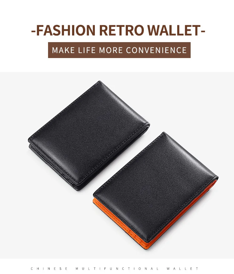 RFID Blocking Mini Men's Genuine Leather Wallet Slim Business Credit Card Holder Man Anti Theft Ultra Thin Purse For Male