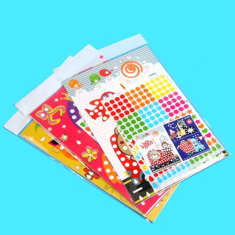 Children Colorful Round Dot Puzzle Stickers Cartoon Animal Mosaic Puzzle Stickers Patience Training DIY Education Toys Kids Gift