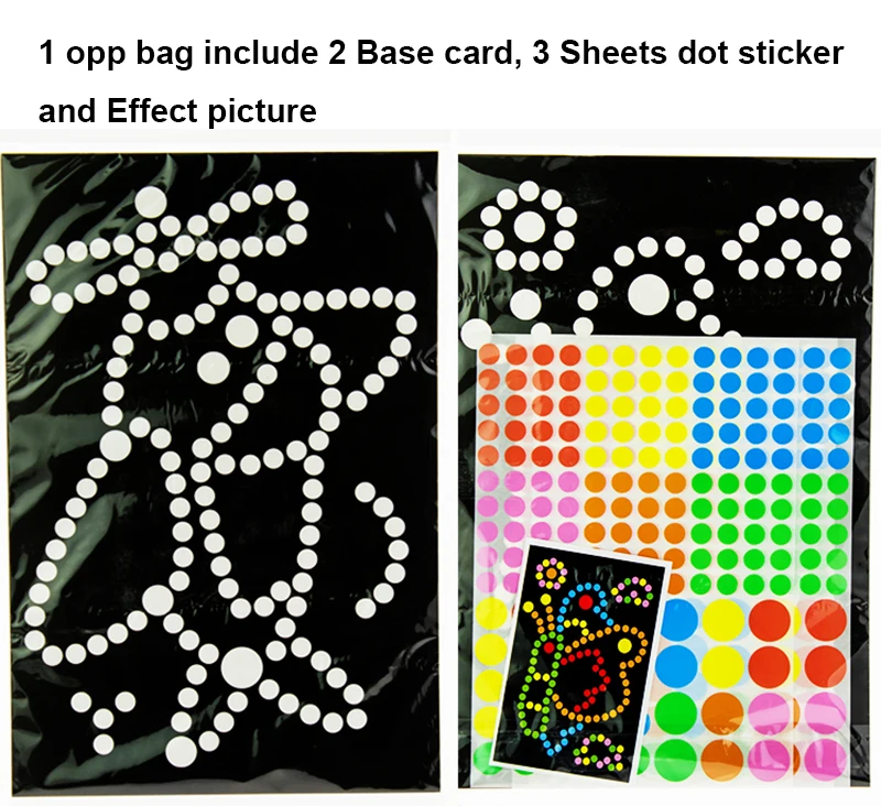Children Colorful Round Dot Puzzle Stickers Cartoon Animal Mosaic Puzzle Stickers Patience Training DIY Education Toys Kids Gift