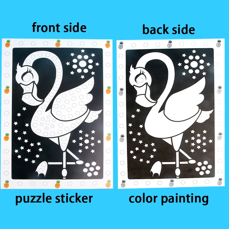 Children Colorful Round Dot Puzzle Stickers Cartoon Animal Mosaic Puzzle Stickers Patience Training DIY Education Toys Kids Gift