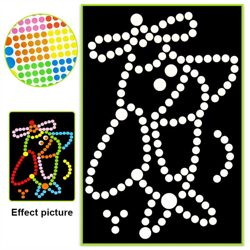 Children Colorful Round Dot Puzzle Stickers Cartoon Animal Mosaic Puzzle Stickers Patience Training DIY Education Toys Kids Gift