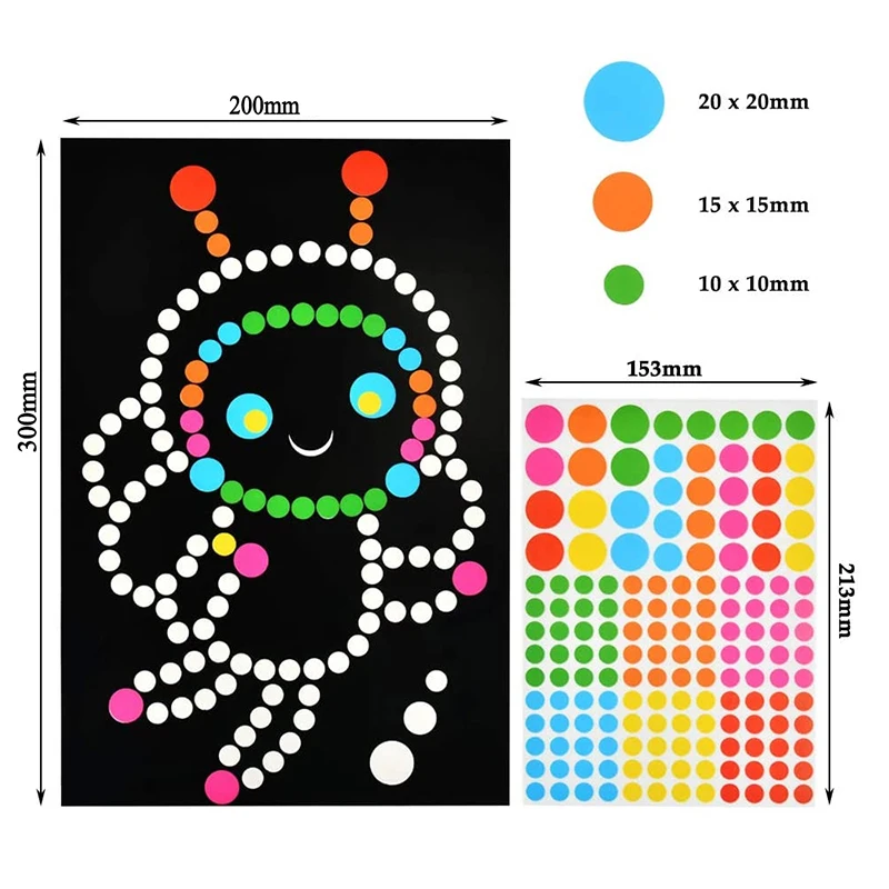 Children Colorful Round Dot Puzzle Stickers Cartoon Animal Mosaic Puzzle Stickers Patience Training DIY Education Toys Kids Gift