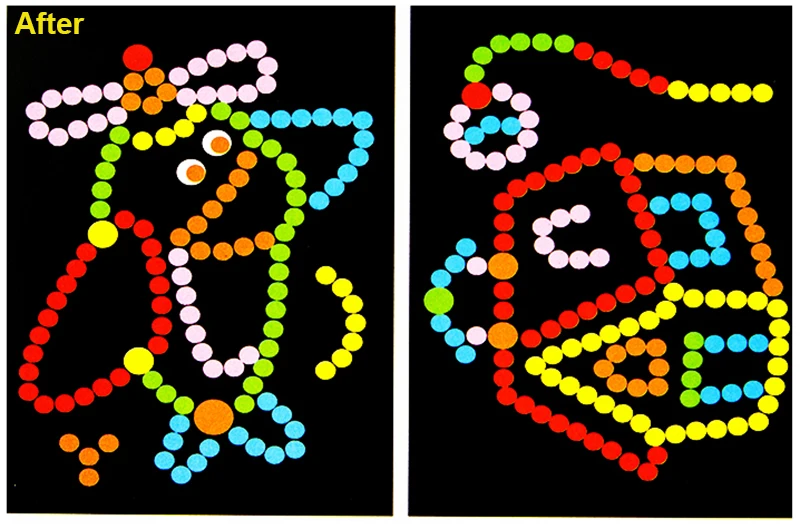Children Colorful Round Dot Puzzle Stickers Cartoon Animal Mosaic Puzzle Stickers Patience Training DIY Education Toys Kids Gift