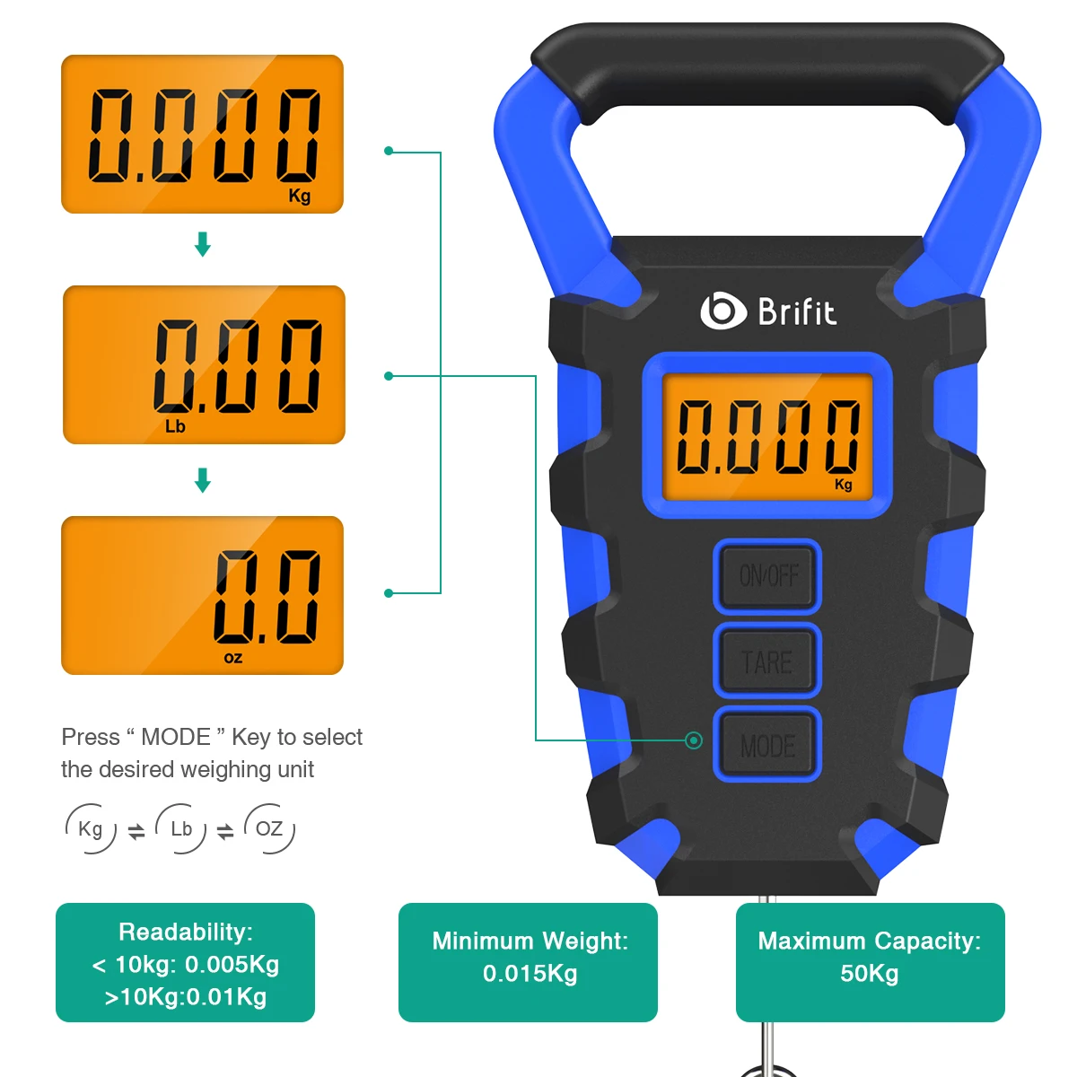 50Kg Hanging Scale with Ruler Digital Portable Fish Hook Electronic Weighting Luggage Scale LED Display Balance Висячие