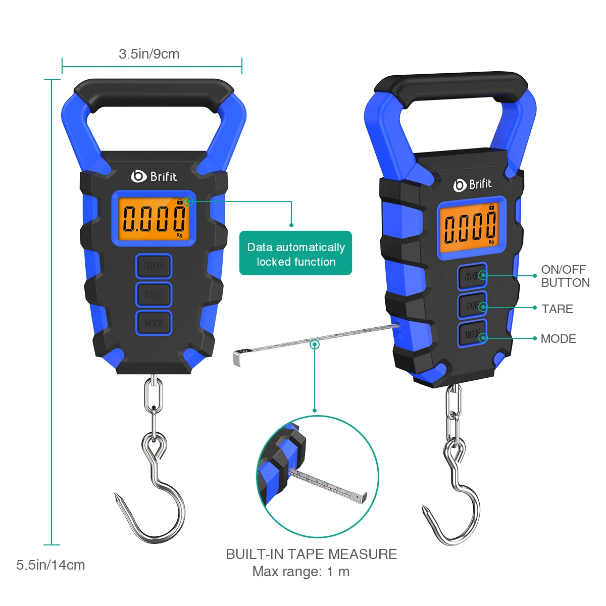 50Kg Hanging Scale with Ruler Digital Portable Fish Hook Electronic Weighting Luggage Scale LED Display Balance Висячие