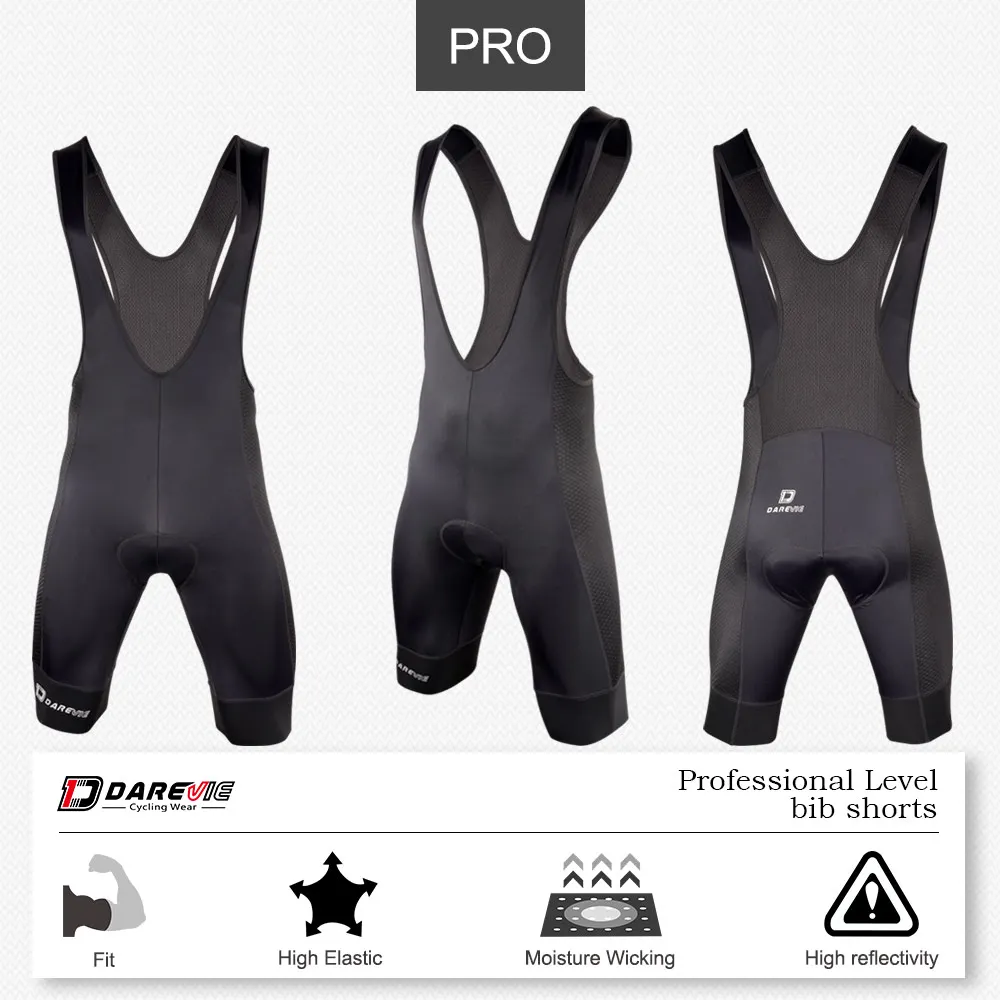 DAREVIE Men's Cycling Bib Shorts Italy Elastic Interface® 120kg/m³ Pad PRO Level Cycling Shorts Men MTB Road Cycling Bib Shorts