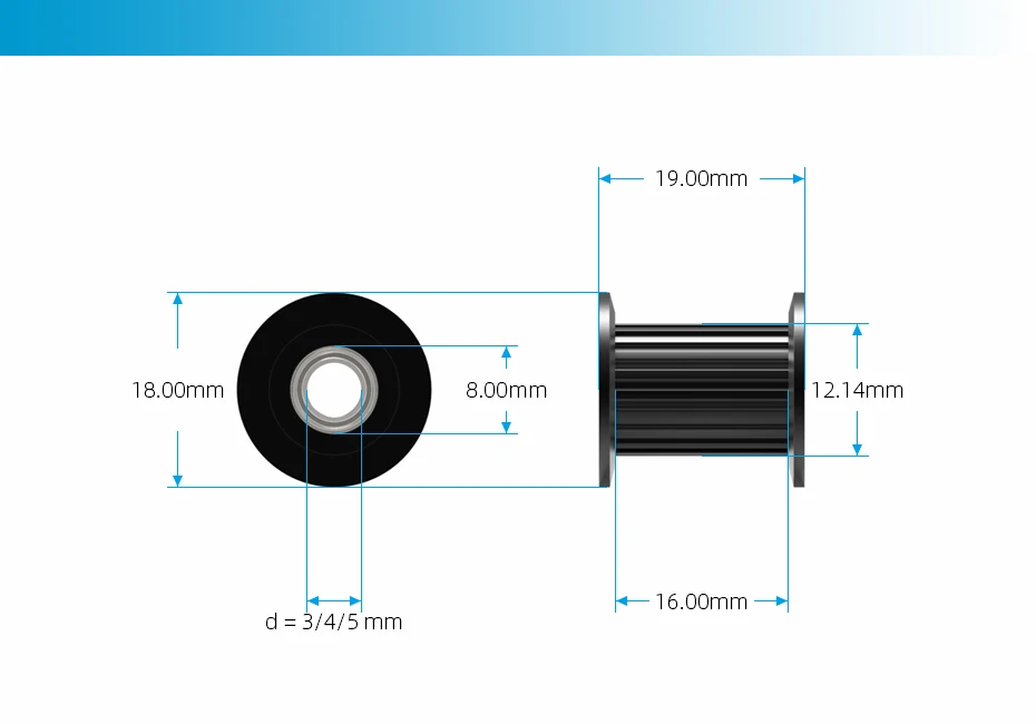 GT2 2GT 20 Teeth Synchronous Timing Idler Pulley Bore 3 4 5 6 8mm With Bearing For 6 10 15mm Belt 3D Printer Accessories