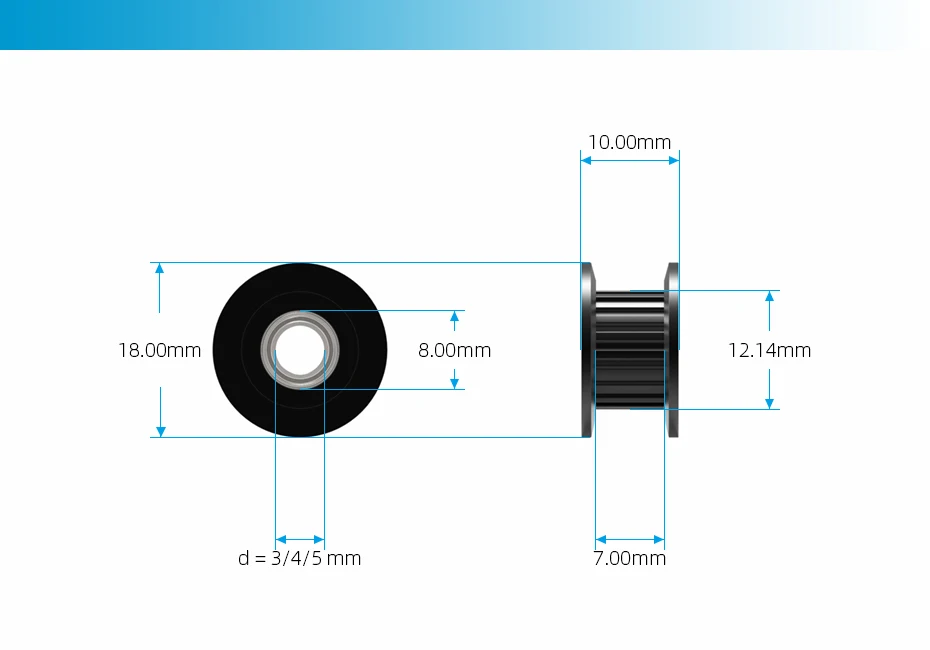 GT2 2GT 20 Teeth Synchronous Timing Idler Pulley Bore 3 4 5 6 8mm With Bearing For 6 10 15mm Belt 3D Printer Accessories