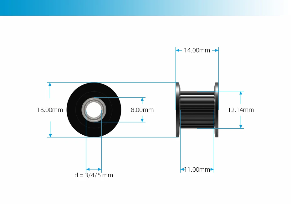 GT2 2GT 20 Teeth Synchronous Timing Idler Pulley Bore 3 4 5 6 8mm With Bearing For 6 10 15mm Belt 3D Printer Accessories