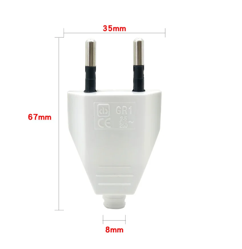 Black White 2.5A 250V 4.0mm Pin detachable wiring plug socket EU German French Korea Russia Swiss Italy male female power plug