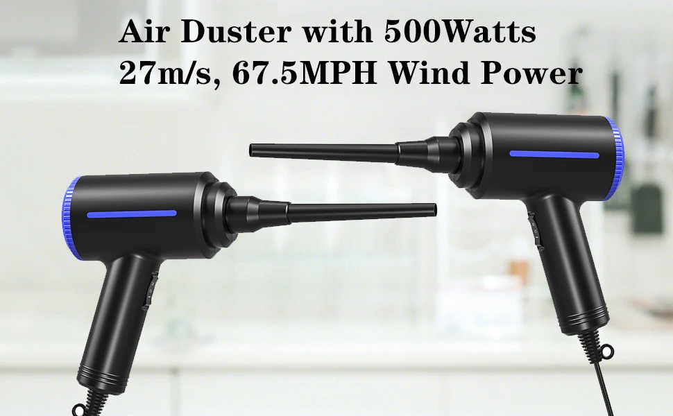 500W Electric Compressed Air Duster Blower Canned Air Spray for Computer PC Keyboard Clean Hair Dryer,Air Pump for Inflatables