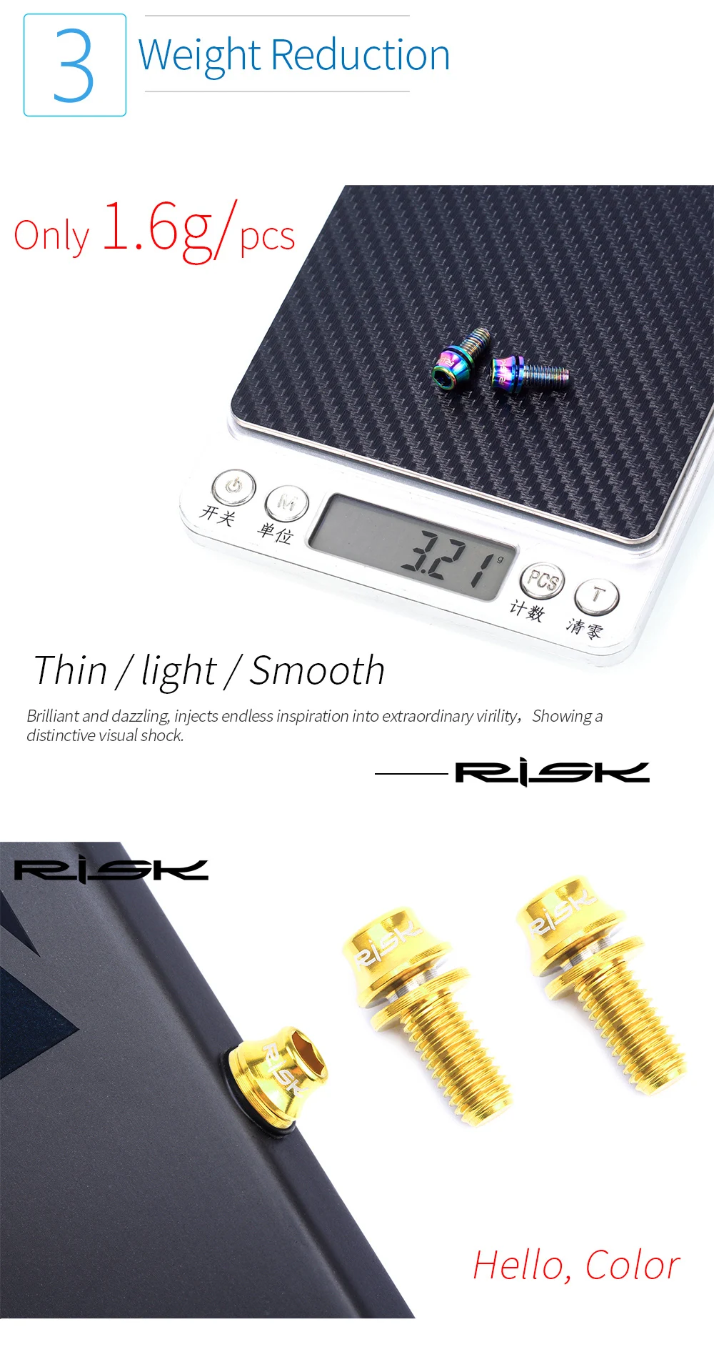 RISK M5x12 Bicycle Water Bottle Cage Fixing Bolts Titanium Road Mountain Bike Water Holder Screws Air Pump Holder Fixed Screws
