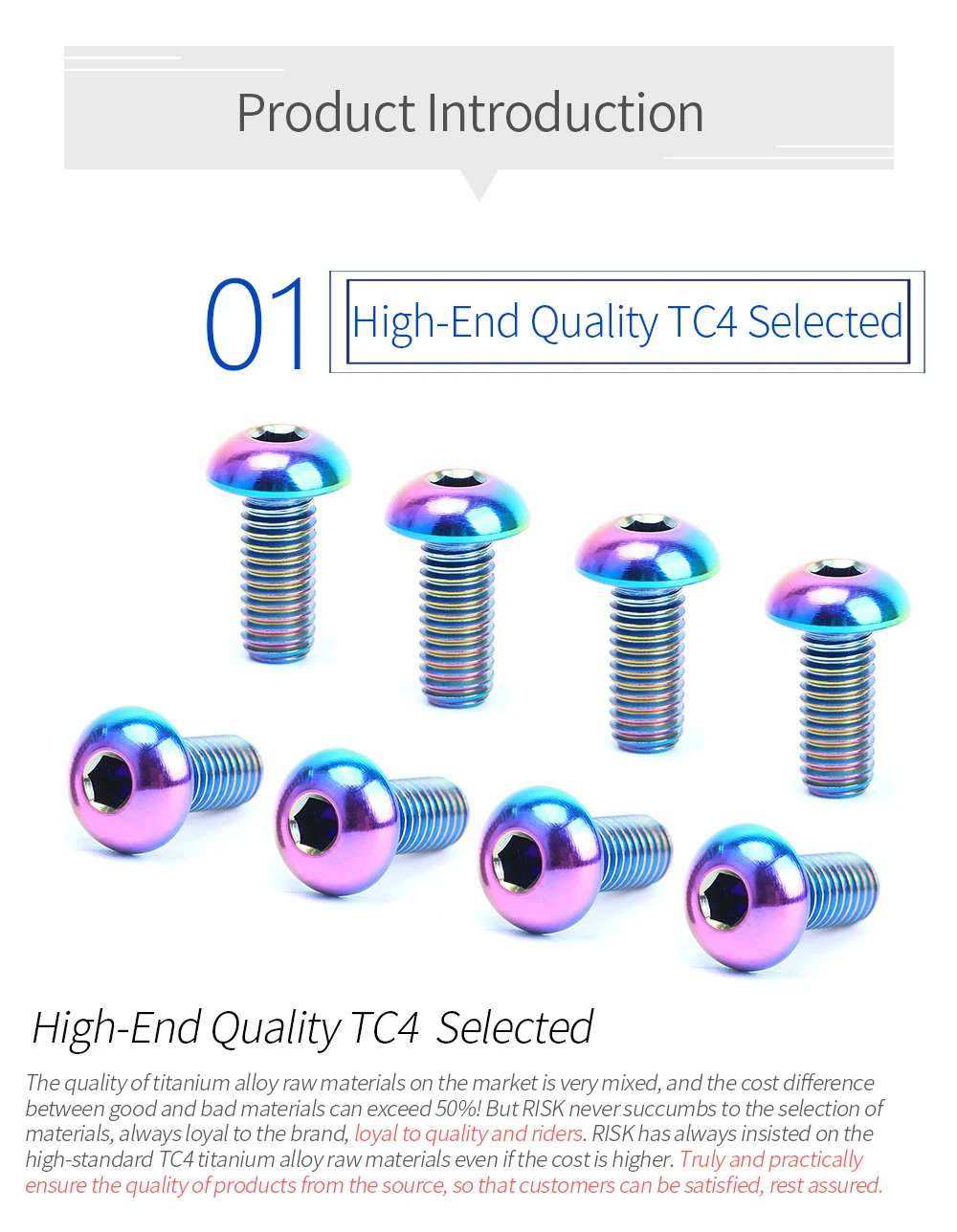 RISK M5x12 Bicycle Water Bottle Cage Fixing Bolts Titanium Road Mountain Bike Water Holder Screws Air Pump Holder Fixed Screws