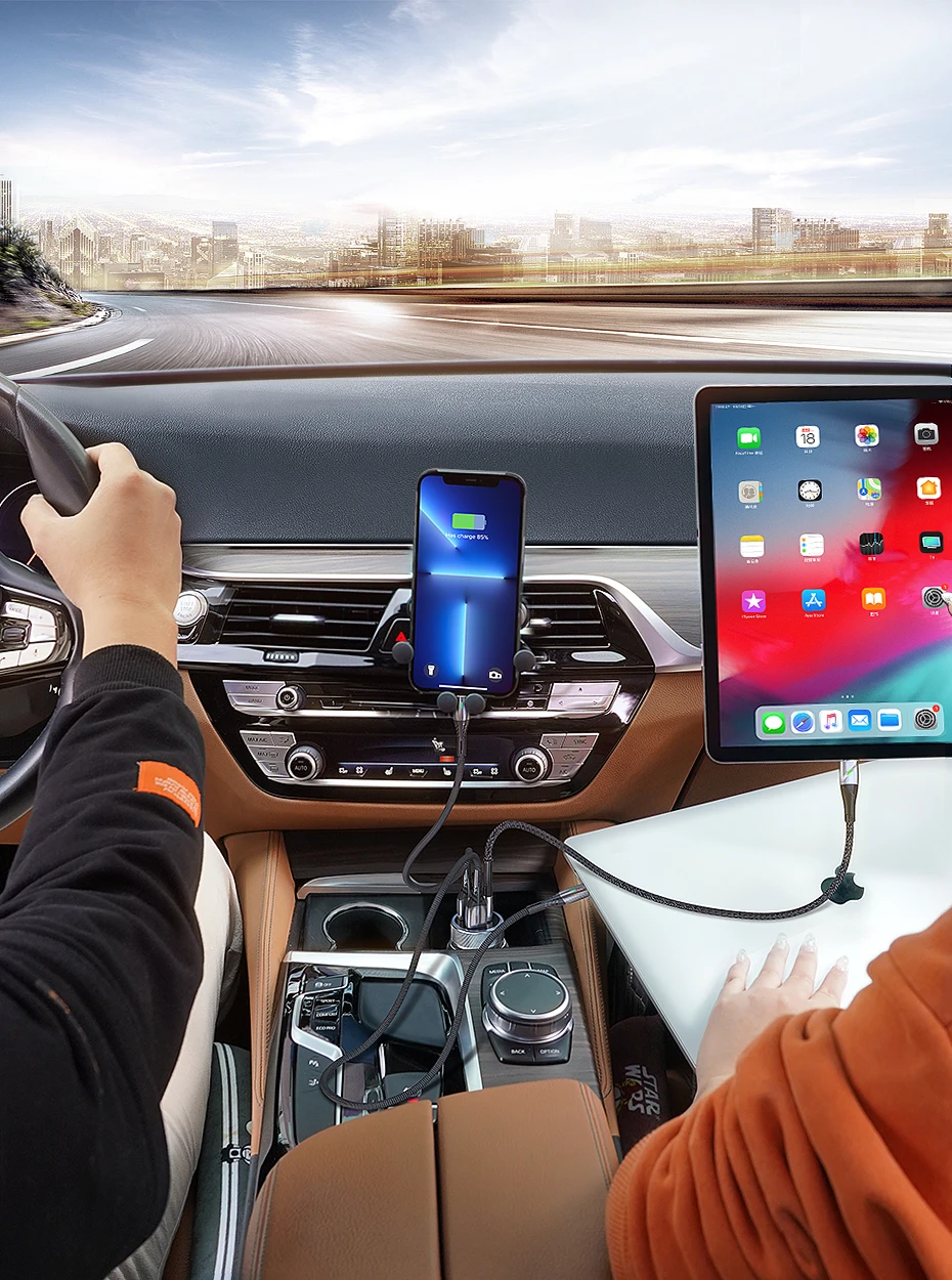 QOOVI 80W Car Charger PD USB Type C Dual Port USB Phone Charger Fast Charging For iPhone 13 Xiaomi Samsung iPad Laptops Tablets