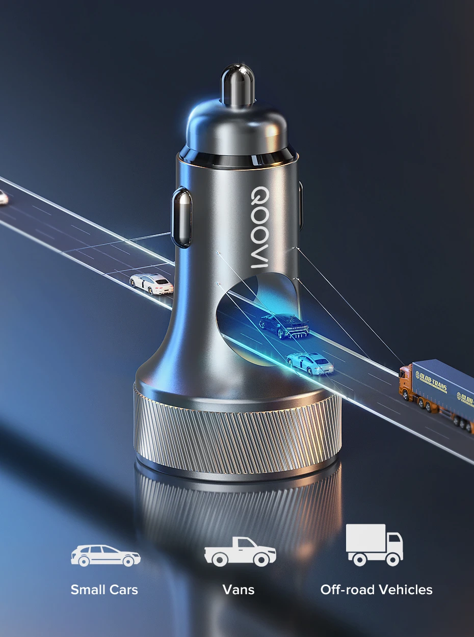 QOOVI 80W Car Charger PD USB Type C Dual Port USB Phone Charger Fast Charging For iPhone 13 Xiaomi Samsung iPad Laptops Tablets