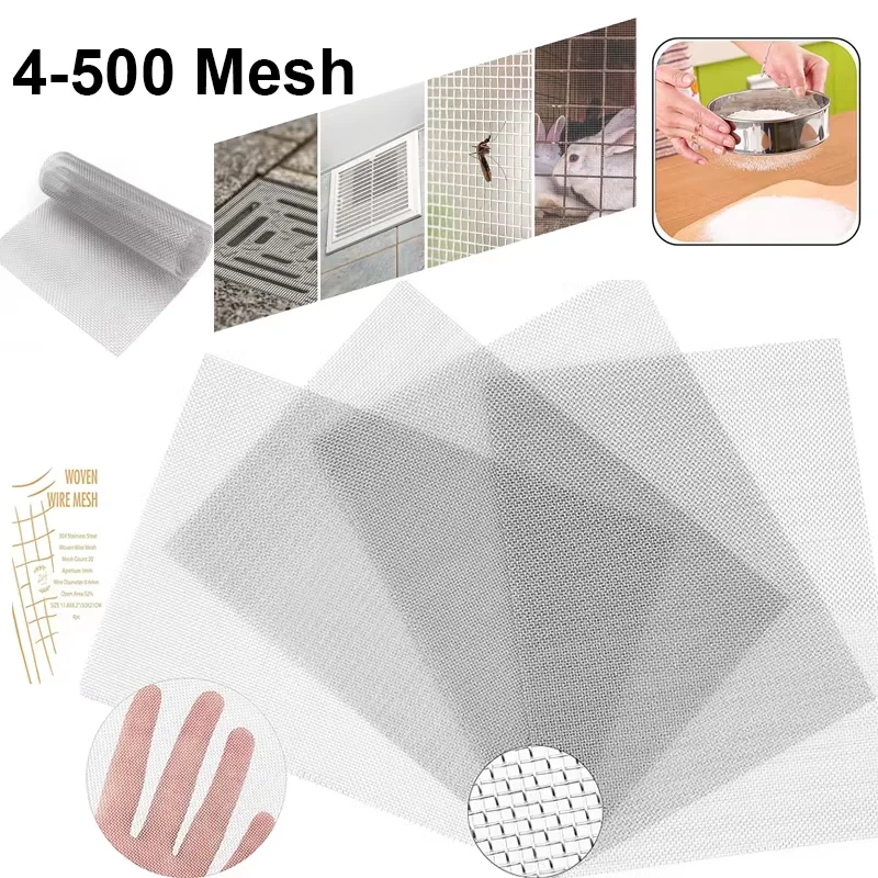 1Pcs 4-500Mesh Stainless Steel Mesh Filter Mesh Metal Front Repair Fixed Mesh Filter Woven Wire Sieve Plate Screen Filter