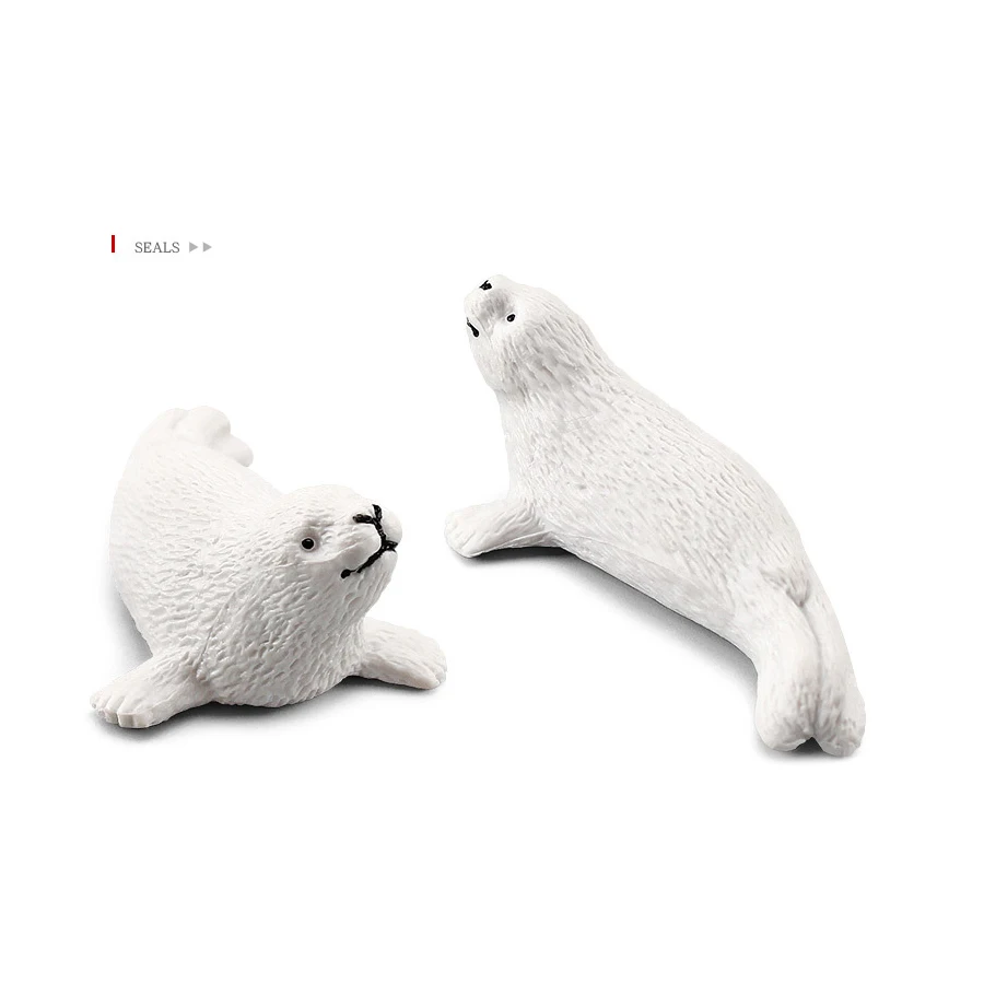 Realistic Polar Animals Model Figurines Toy Arctic Animal Figures Polar Bear Reindeer Seal Wolf Rabbit Arctic Fox Igloo 10PCS