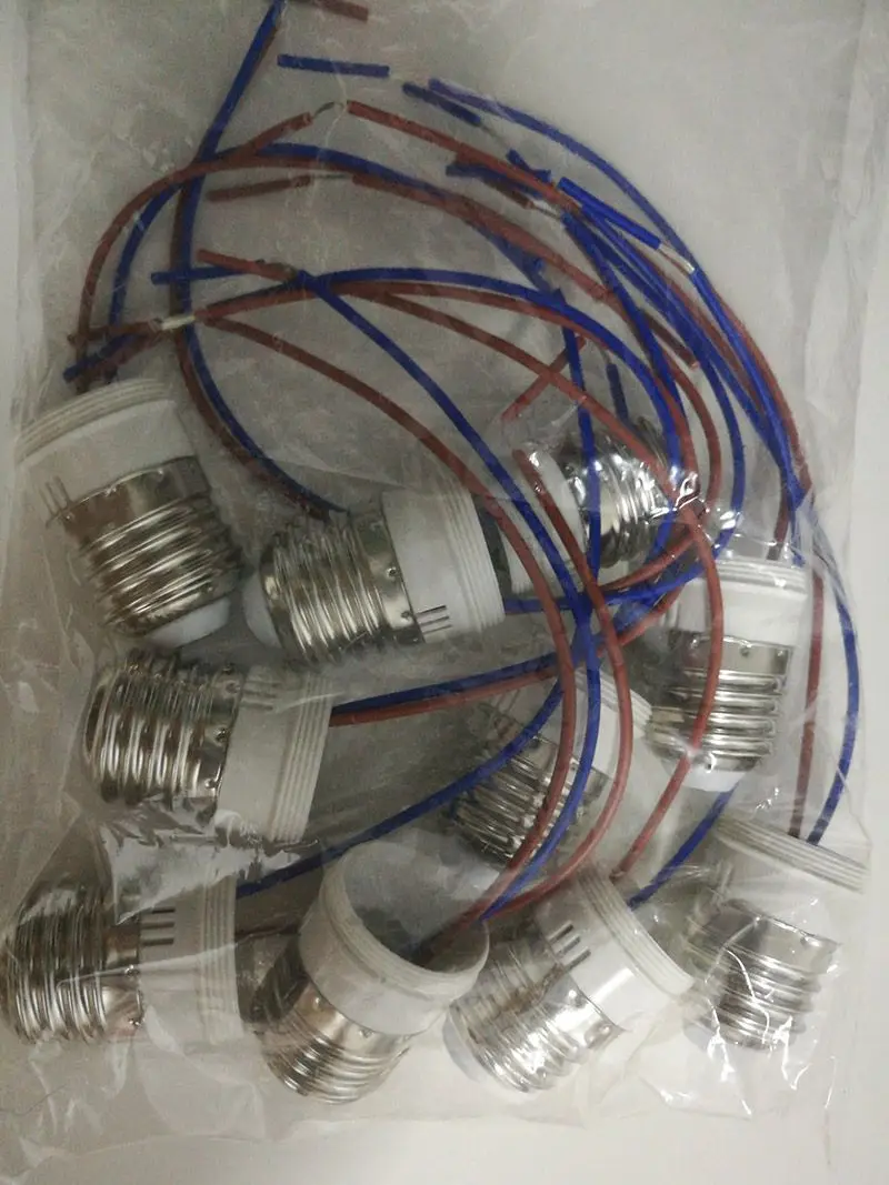 E14 E27 Lead Power Lamp Holder 220V E14 E27 Lamp Holder Screw with Wire Plastic LED Lampholder for Crystal Lighting Modification