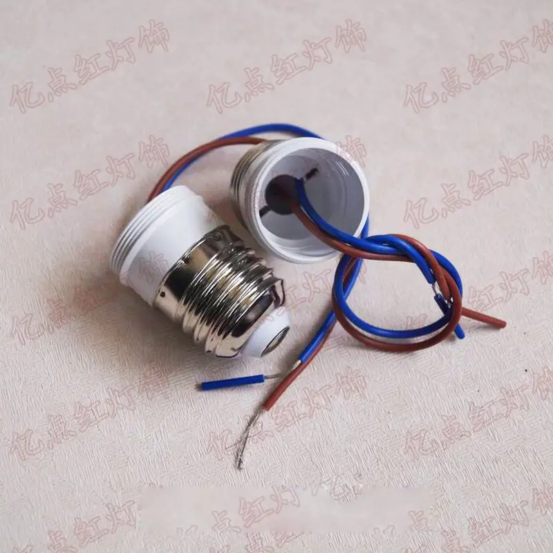 E14 E27 Lead Power Lamp Holder 220V E14 E27 Lamp Holder Screw with Wire Plastic LED Lampholder for Crystal Lighting Modification