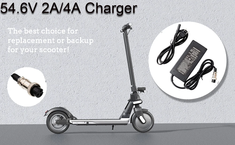 54.6V 2A 4A Power Supply Adapter Charger 3 Prong Jack GX16 for 48V Electric Hoverboard Health Care 13S Lithium Battery Charger
