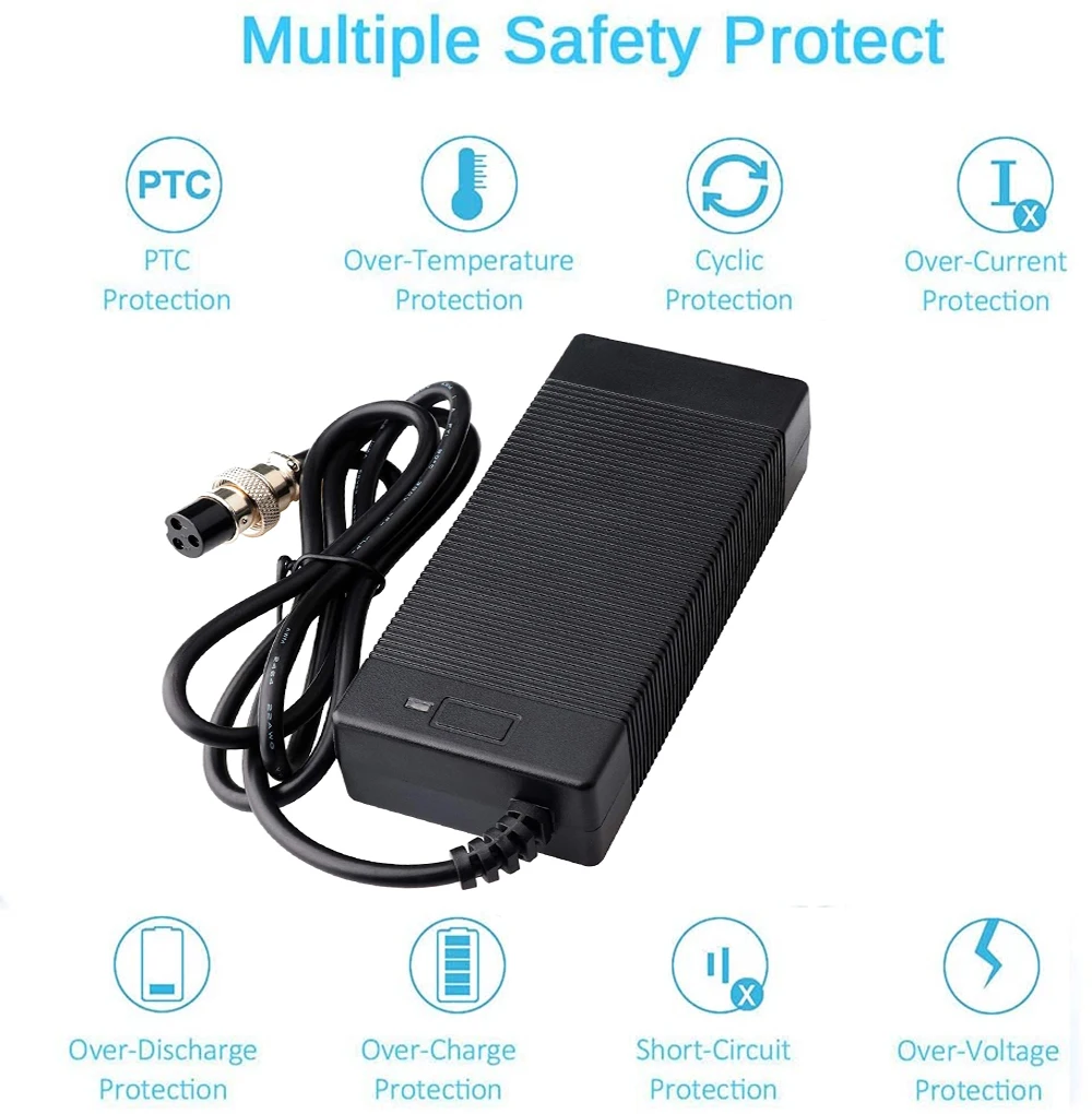 54.6V 2A 4A Power Supply Adapter Charger 3 Prong Jack GX16 for 48V Electric Hoverboard Health Care 13S Lithium Battery Charger