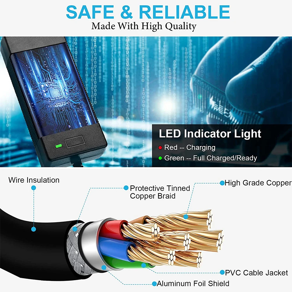54.6V 2A 4A Power Supply Adapter Charger 3 Prong Jack GX16 for 48V Electric Hoverboard Health Care 13S Lithium Battery Charger