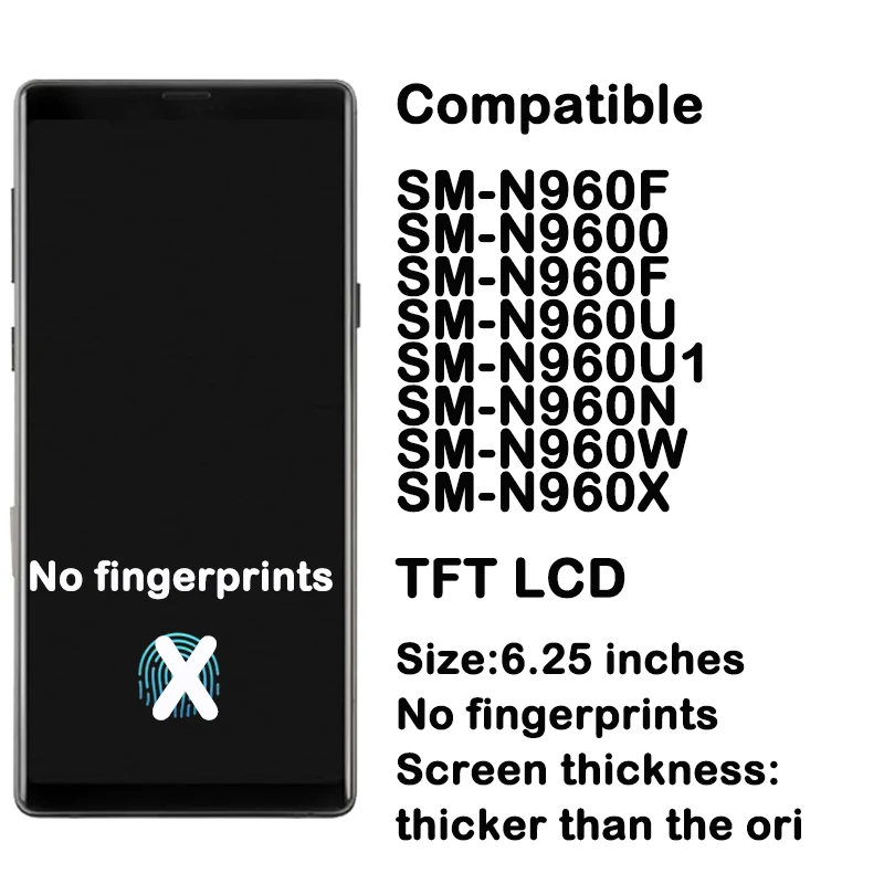 For Samsung Note 9 Screen LCD Display SM-N9600 SM-N960F SM-N960U Screen Replacement Digitizer Touch Assembly