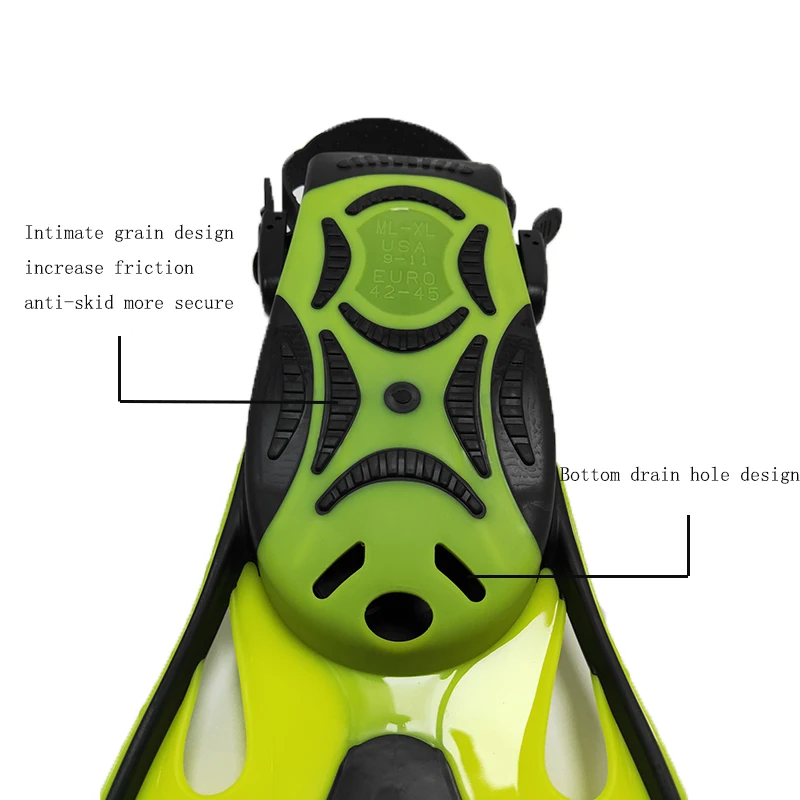 QYQ Frog Shoes Adult Fins with Adjustable Buckles Open Heels Designed for Snorkeling Scuba Diving